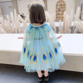 Peacock Girl Princess Party Costume Tulle Cape Cloaks Halloween Dress-TB00831-Veeddydropshipping